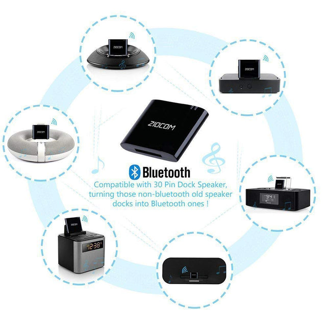 ZIOCOM Bluetooth 4.1 A2DP Audio Music Receiver Bluetooth Adapter for Bose Sounddock and 30Pin iPhone iPod Dock Speaker (Not Suitable Bose Sounddock I) - The Gadget Collective