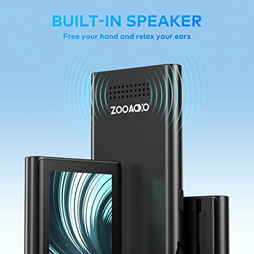 ZOOAOXO 64GB MP3 Player Music Player with Bluetooth 5.2, Built-in HD Speaker, FM Radio, Voice Recorder, Mini Design, Weigh 2.4 oz, HiFi Sound, Ideal for Sport, Earphones Included - The Gadget Collective