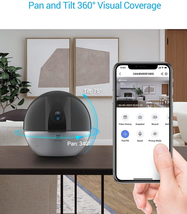 ZVIZ 4MP Indoor Camera PTZ with AI Human Detection, 2K Pan Tilt Security, Baby/Pet Monitor, Night Vision, 4x Auto-zoom, Motion Tracking | C6W - The Gadget Collective